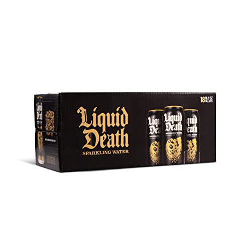 Liquid Death Sparkling Mountain Water, 16.9 oz Tallboys (18-Pack)