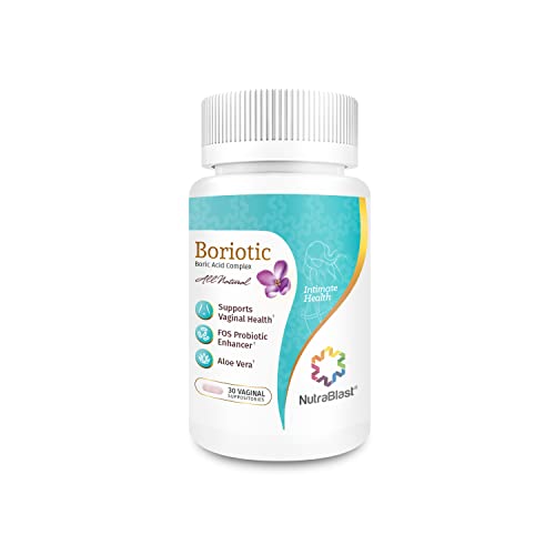 NutraBlast Boric Acid Vaginal Suppositories Complex w/Aloe Vera & FOS Prebiotic Enhancer