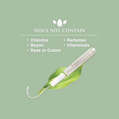 Organyc 100% Certified Organic Cotton Tampons, Plant-Based Eco-Applicator, Regular Flow, 16 Count