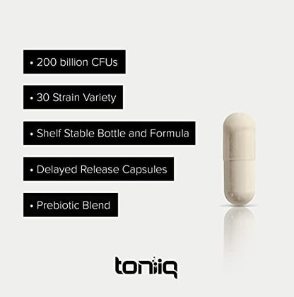 Toniiq 200 Billion CFU Probiotic Supplement 30 Verified Third-Party Tested Strains