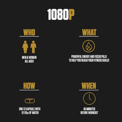 1080p Thermogenic Energy Burn - #1 Rated Energy & Pre Workout for Men & Women