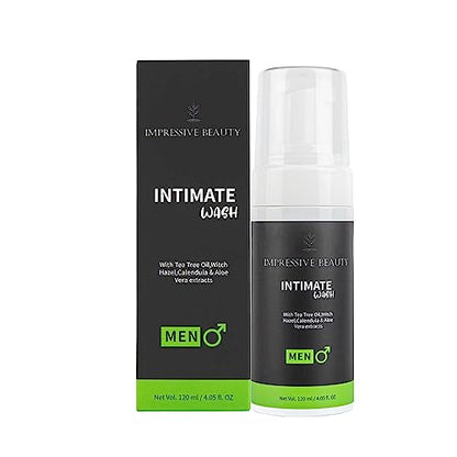 Impressive Beauty Intimate Wash for Men Natural Organic with Tea Tree Oil | pH Balanced Foam Cleansing