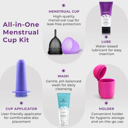 Ecoblossom Complete Menstrual Cup Kit - Small & Large Reusable Period Cups, Silicone Sterilizer