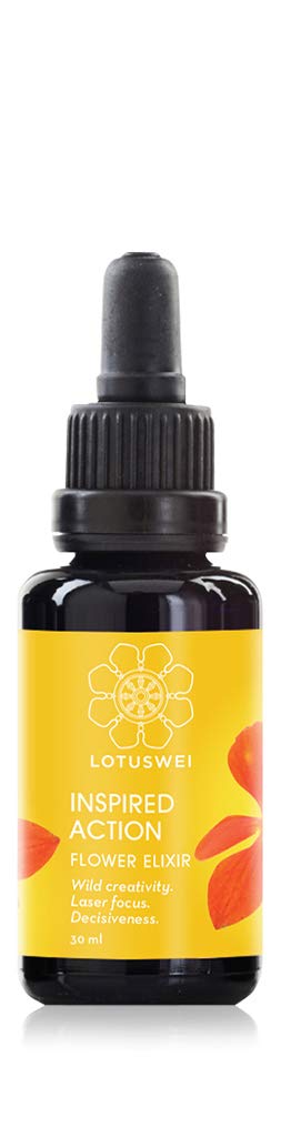 LOTUSWEI Inspired Action Flower Essence Elixir – Enhance Focus, Concentration, Mental Clarity & Creativity – Flower Remedy Supplement