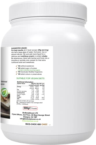 RicePro - Chocolate - Brown Rice Protein Powder with Added Herbals - Chicory Root Extract