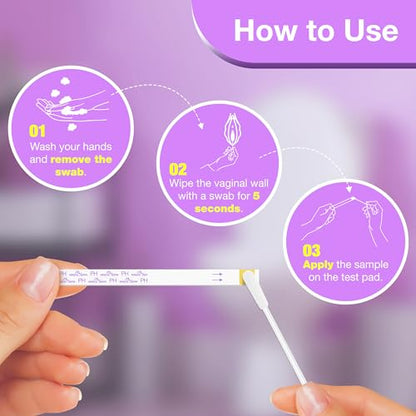 Easy@Home Vaginal pH Test -10 Strips - BV Test Kit at Home for Women - Yeast Infection Test + pH Balance
