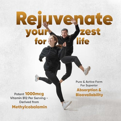 Vitamin B12 Tablets High Strength - 1000mcg Vegan B12 Supplement - 450 Pure Methylcob