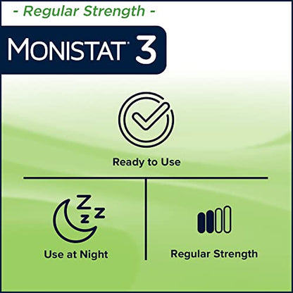 Monistat 3 Day Yeast Infection Treatment for Women, 3 Miconazole Pre-Filled Cream Applicators, 1 Pack
