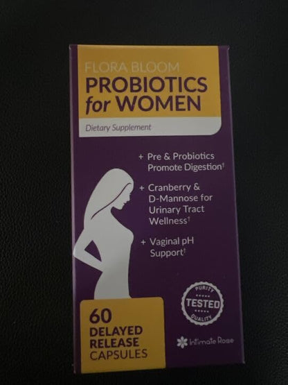 Intimate Rose Combo Pack! Flora Bloom Probiotics for Women (One Bottle) and Boric Balance Boric Acid