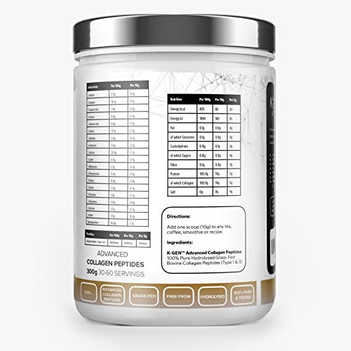 K-GEN Bovine Collagen Powder with Premium Quality Ingredients - Pure Hydrolysed Grass-Fed Bovine Collagen