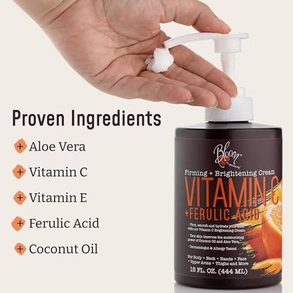 BLOOM Vitamin C Cream + Collagen Cream Body Lotion & Face Moisturizer 2PC Skincare