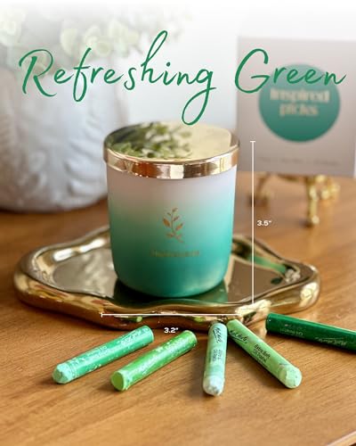 Inspired Picks Refreshing Green Candle - Wood Sage & Sea Salt w/Gold Stemmed Leaves Symbol