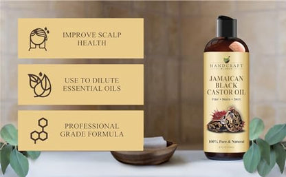 Handcraft Blends Jamaican Black Castor Oil for Hair Growth, Eyelashes and Eyebrows - 100% Pure