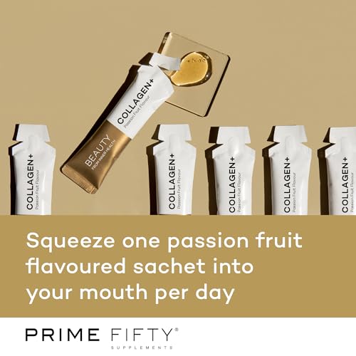 Prime Fifty Liquid Collagen 5,000mg, 14 x 15ml Sachets - Passion Fruit Flavour