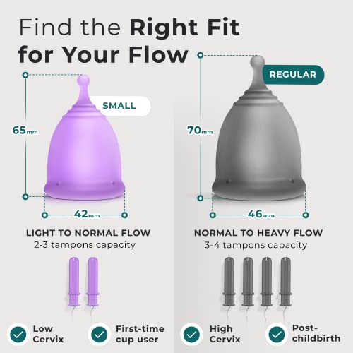 Ecoblossom Complete Menstrual Cup Kit - Small & Large Reusable Period Cups, Silicone Sterilizer