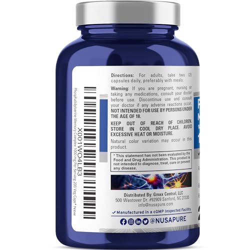 NusaPure Phosphatidylserine Memory Ultimate Complex 1000mg 200 Vegetarian Caps