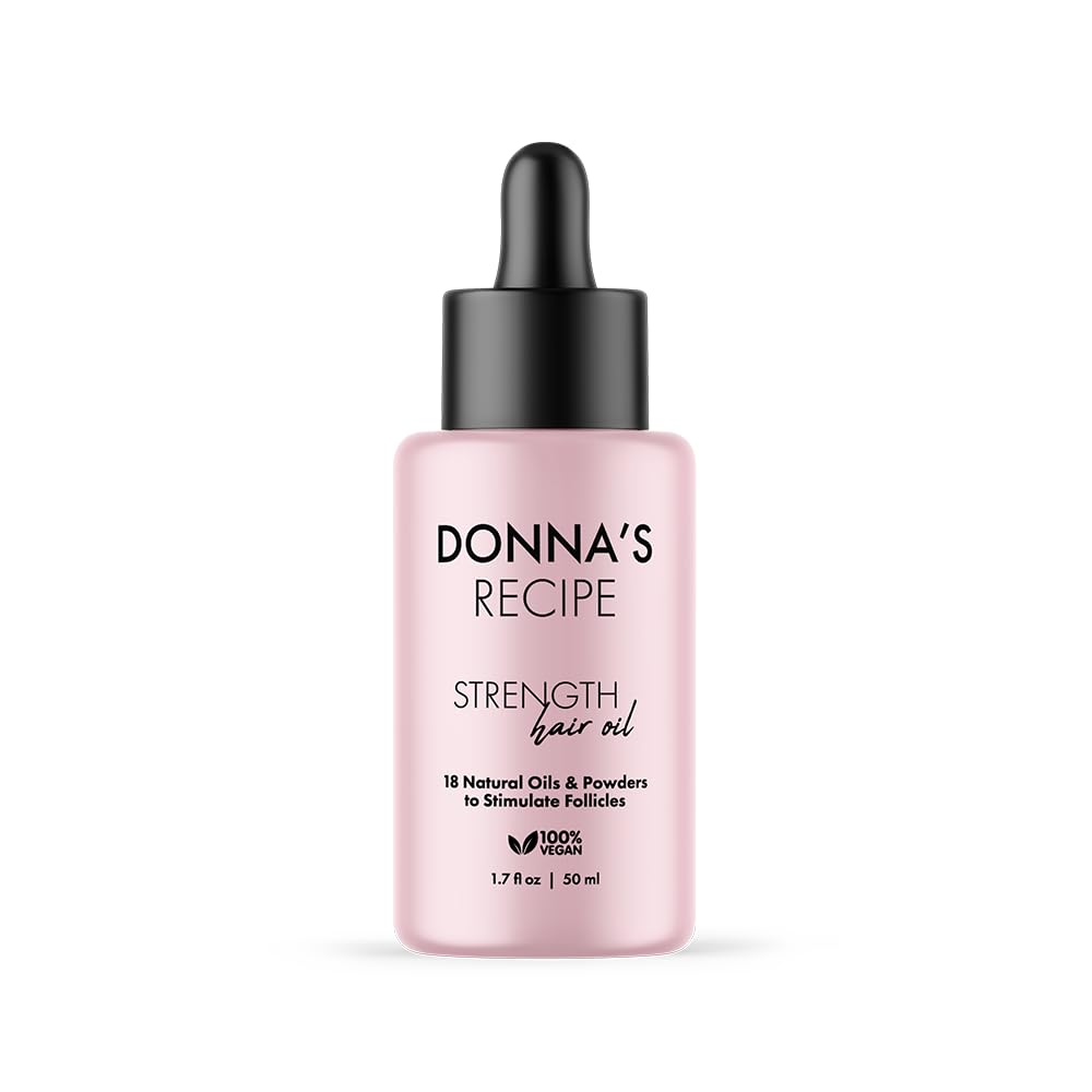 Donna's Recipe by Tabitha Brown Strength Hair Oil - 18-Natural-Oil & Powder Blend, Lightweight, Fast-Absorbing Scalp Treatment to Relieve Dryness & Build-Up, Strengthen & Nourish Hair (1.7 oz)