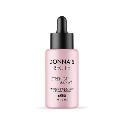Donna's Recipe by Tabitha Brown Strength Hair Oil - 18-Natural-Oil & Powder Blend, Lightweight, Fast-Absorbing Scalp Treatment to Relieve Dryness & Build-Up, Strengthen & Nourish Hair (1.7 oz)
