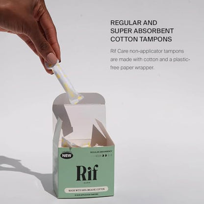 Rif Care Organic Cotton Non Applicator Tampons Regular Absorbency 18 Count
