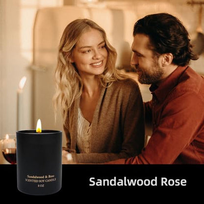 Sandalwood Rose Scented Candles, Christmas Birthday Candle Gifts for Women, Best Friends