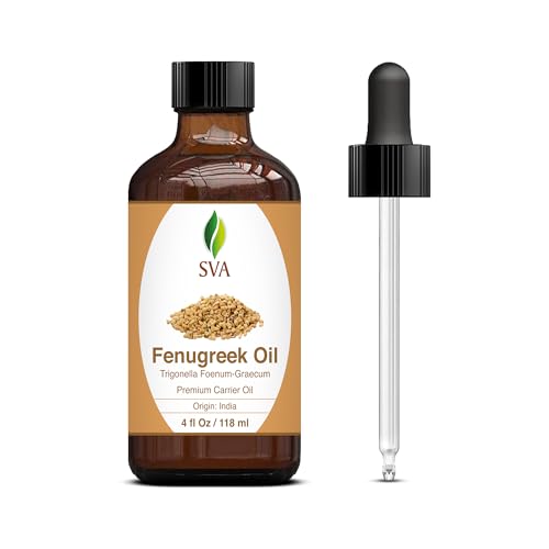 SVA Fenugreek Oil 4oz (118ml) Premium Carrier Oil with Dropper for Hair Care, Hair Oiling, Scalp Massage