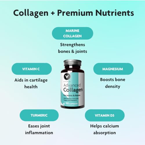 Premium Advanced Collagen Complex for Joint and Bone Health - High Strength Marine Collagen with Vitamin D3