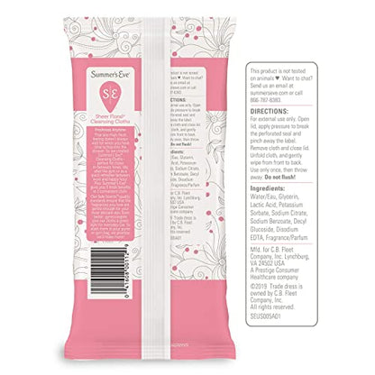 Summer's Eve Sheer Floral Daily Refreshing Feminine Wipes, Removes Odor, pH balanced