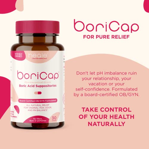 BoriCap - Boric Acid Suppositories for Women - 600 mg - Vaginal Health, pH Balance, Itch & Odor - Natural