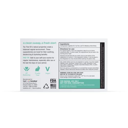 Loyal Tea Tree Oil - Suppository Melts - Supports Odor Control - Soothes Discomfort - Promotes Healthy pH