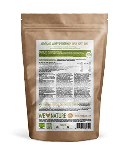 Ekopura Organic Whey Protein 500g - 80% Protein - Hormone Free, GMO-Free, Soy-Free, Additive Free