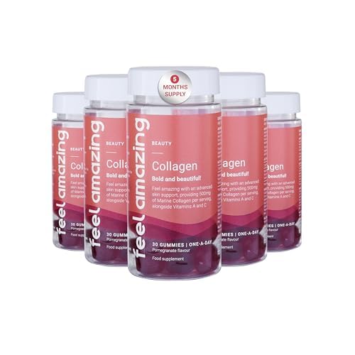Collagen Gummies with Vitamins A and C, 500mg of Marine Collagen Per Serving, Advanced Skin Support