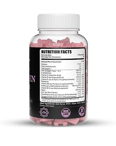 Halal Collagen & Multivitamin Gummies - Type 1 & 3 - 550mg Marine Collagen - 1 Month Supply