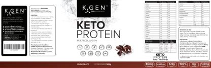 K-GEN Keto Collagen Protein Powder Natural Multi Collagen Chocolate Blend, Coconut MCT Vitamin C+B6