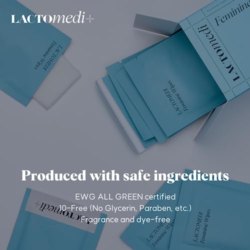 LACTOMEDI Feminine Wipes - Unscented Feminine Wipes - Individually Wrapped - pH-Balanced Feminine
