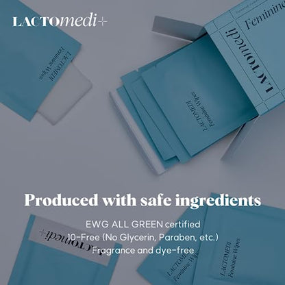 LACTOMEDI Feminine Wipes - Unscented Feminine Wipes - Individually Wrapped - pH-Balanced Feminine