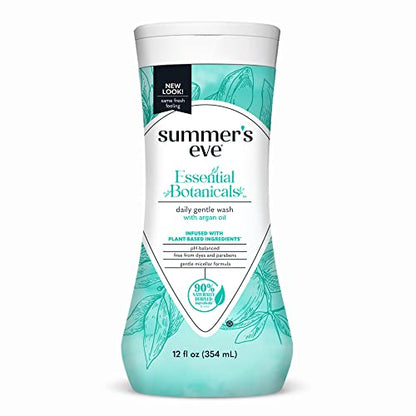 Summer's Eve Essential Botanicals Gentle Wash with Argan Oil, Removes Odor, pH balanced, 12 fl oz