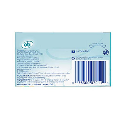 o.b. Tampons Multipack - Non-Applicator Tampon, Unscented - Regular/Super/Super Plus Tampons, 40ct