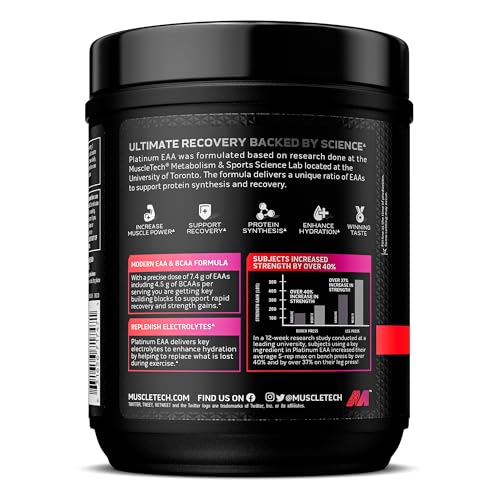 MuscleTech - Platinum 100% EAA+ - Essential Amino Acids - Muscle Strength Builder