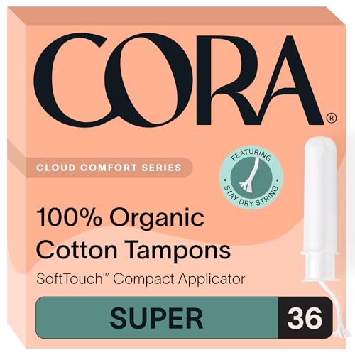 Cora Organic Applicator Tampons | Super Absorbency | 100% Organic Cotton, Unscented
