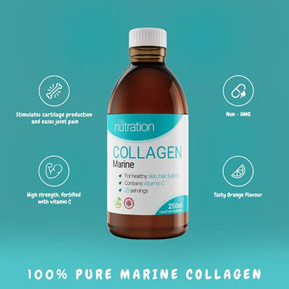Marine Collagen Liquid - 25 x 10ml Servings - Liquid Collagen Drink for Women and Men - Pure Marine Collagen for Strong Bones & Joints