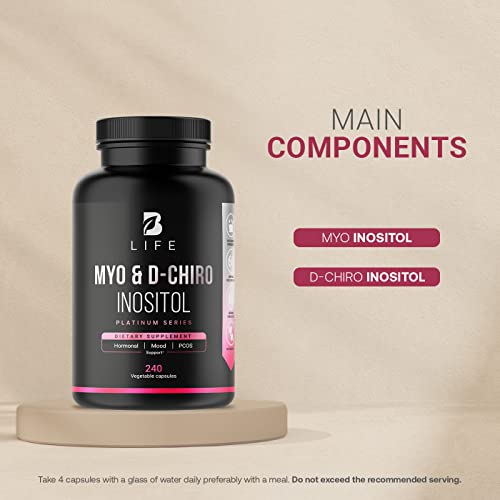 Myo-Inositol & D-Chiro Inositol by B Life - 240 Capsules - Made in USA - 40:1 Ratio