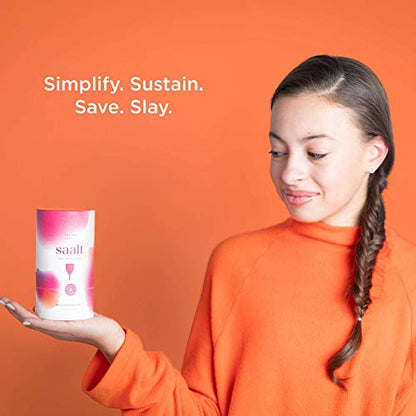 Saalt Teen Menstrual Cup - Best Sensitive Reusable Cup - Wear for 12 Hours - Tampon and Pad Alternative