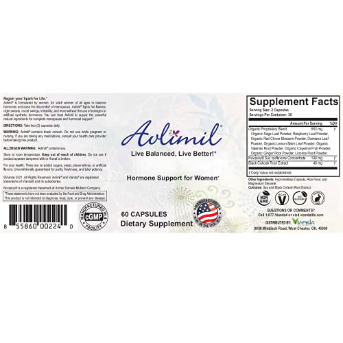 Avlimil Hormone Balance & Menopause Support - Mood Swings, Hot Flashes, Night Sweats and Irritability