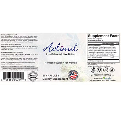 Avlimil Hormone Balance & Menopause Support - Mood Swings, Hot Flashes, Night Sweats and Irritability
