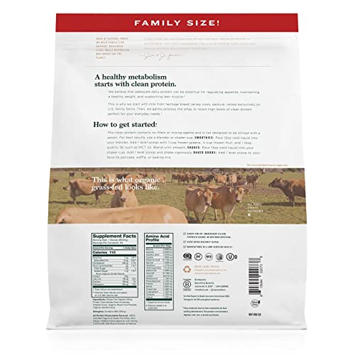 Natural Force Grass Fed Organic Whey Protein Powder - Non GMO Verified, Humane
