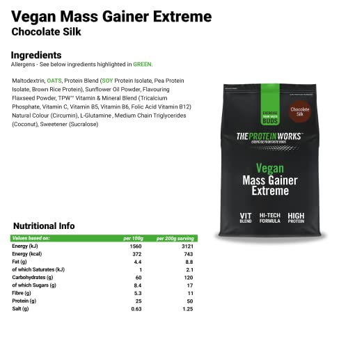 Protein Works - Vegan Mass Gainer Extreme - High Calorie Protein Powder - Weight Gainer