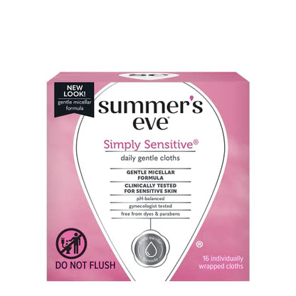 Summer's Eve Feminine Cleansing Cloths - Sensitive Skin - 16 Each - Pack of 2
