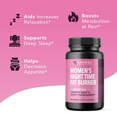 Night Time Fat Burner for Women - Weight Loss and Sleep Support Blend With Apigenin