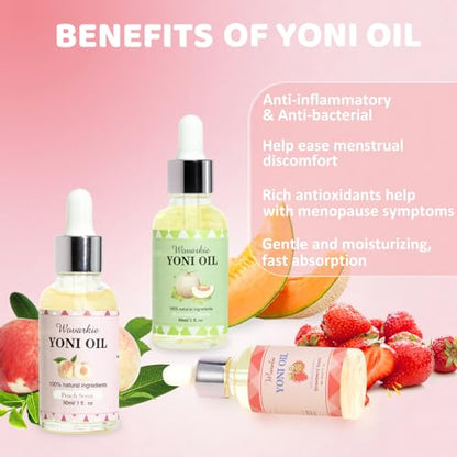 Yoni Oil for Women Set Of 3, 100% Natural Feminine Oil Intimate Deodorant for Women, Eliminates Odor