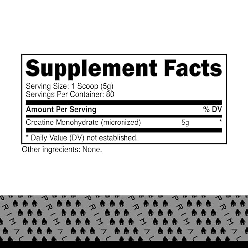 Primal Creatine Monohydrate Powder (400 Grams) - Unflavored Micronized Creatine
